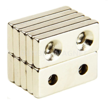 N42 Rectangle Neodymium Magnet with two countersunk hole